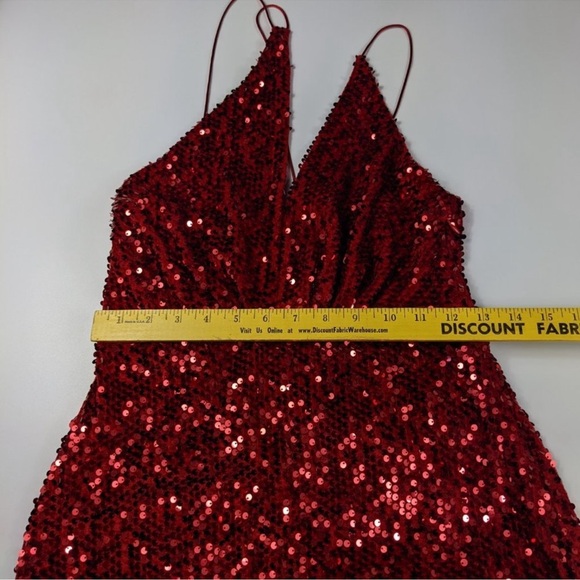 Zara Red Asymmetrical Sequin Dress Size Small - Picture 8 of 13